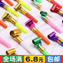 Cartoon Whistles Balloon Children Audiotoy Birthday Event Horn Gift Blow Roll Long Nose Small Toy Wholesale