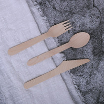  Outdoor picnic barbecue environmental protection tableware disposable wooden knives forks and spoons Spring tour travel supplies Net celebrity photo set