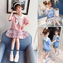 Children jk uniform skirt female genuine sailor suit 10-year-old primary school student 12-year-old 9 spring dress 8 girls class suit set full set