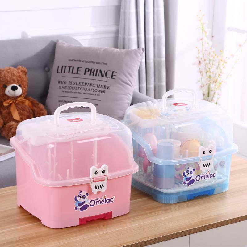 Dustproof drain drying rack Put treasure Baby bottle storage box box Storage box with cover treasure tableware Drying rack