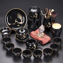 Kung Fu tea set Household living room tea pot Deer teacup High-end office lazy stone mill automatic tea set