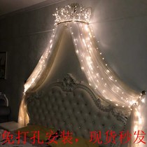 Bed mantle Princess European French girl cute bedside curtain gauze decoration curtain pink court with high-grade crown frame