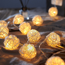 Rattan ball small color lights flashing lights string lights Star Girl heart room decoration Net red light bedroom layout star light string