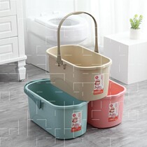 Mop basin Plastic rectangular flat washing sponge Mop bucket Single bucket Household long cleaning bucket with wheels bucket