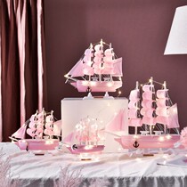 Girl heart smooth sailing craft simulation solid wood small wooden boat model decoration ornaments graduation season gift