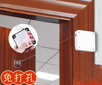 Automatic door closer non-perforated household buffer door closer sliding door security door simple pull rope door closing artifact