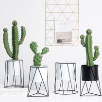 Nordic wrought iron flower stand simple geometric balcony living room flower pot ornaments wrought iron stand flower bucket flower