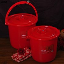 Red barrel housewarming rice barrel son and Sun barrel Red large capacity bride portable move to join festive keg wedding wedding wedding wedding