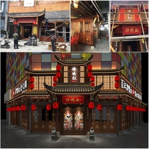 Ancient building fake antique horizontal eaves Dongyang cornices door head wood carving decoration Chinese solid wood plaque eaves corner carving