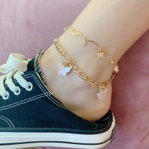 ins female tide Net red explosive jewelry multi-layer butterfly anklet new personality anklet ankle