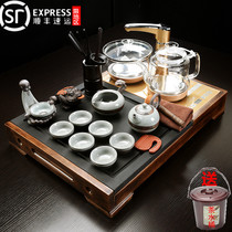 Tea set set household whole piece of black gold stone solid wood tea tray small automatic simple tea maker drainage tea table