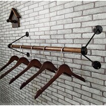 Display shelf solid wood iron art hanger hanging wall side womens clothing store clothes shelf mens wall hanging rack