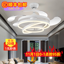 Du Guangxian simple frequency conversion fan lamp home living room bedroom dining room fan chandelier large wind hanging fan lamp integrated