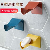 Creative non-perforated water soap box toilet wall-mounted soap rack student dormitory soap storage box Nordic