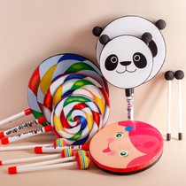 Childrens beating drum toy Orff percussion instrument 6 inch lollipop hand drum music 0-3 years old early teaching aids