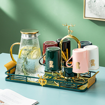 Glass water Ware cup set home color water cup family Cup living room light luxury ceramic tea cup Kettle tea set
