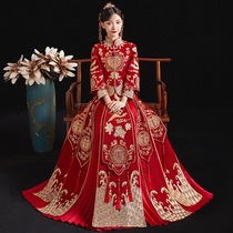 Xiuhe clothing 2021 new summer bride female Chinese dress wedding toast dress Xiuhe kimono dragon and phoenix coat wedding dress