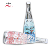 Evian Natural Mineral Water new limited edition glass bottle drinking water (Virgil Abloh)750ml