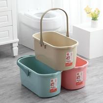 Mop basin plastic rectangular flat wash sponge mop bucket single barrel household long cleaning bucket with wheels bucket