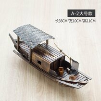 Chinese wind wooden boat model ornaments handicraft handmade boat ornaments solid wood boat fishing boat black boat sailing boat sailing boat
