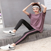 Yoga suit suit womens summer new net celebrity fitness sports running quick-drying clothes loose thin short-sleeved morning running clothes