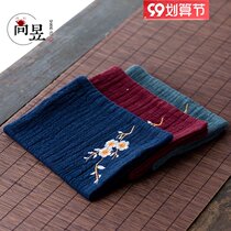 Thickened hand-painted cotton linen tea towel absorbent tea cloth Zen Chinese rag wipe tea table cloth kung fu tea ceremony spare parts