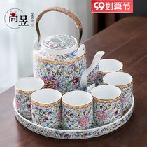 Jingdezhen tea set set household ceramic tea a pot kung fu teapot high-end Chinese living room gift box