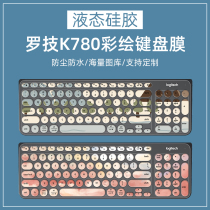 Suitable for Logitech K780 painted keyboard film Fude ik6630 black Jue 325I cartoon cute silicone wireless Bluetooth portable ultra-thin full-size key protective cover personality creative diy customization