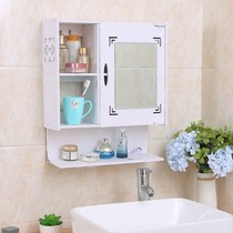 Toilet mirror with rack integrated wash table storage box hanging wall wash basin storage vanity mirror free of household