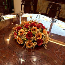 Eurostyle Table Flower Pendulum Flowers Hotel Large Round Table Decoration Flower Round Table Flower Fake Flower Turntable Furnishing Emulated Silk Flowers