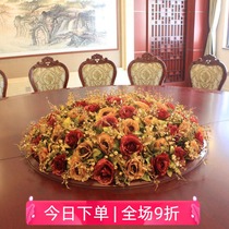 Large hotel table flower decoration restaurant silk flower arrangement round table flower arrangement round table flower electric turntable table flower art