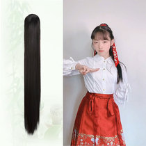 Tiger mouth grab clip ponytail long straight hair wig high temperature silk fake straight costume women dress up mens Hanfu woman