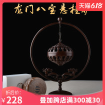 Pure copper incense burner plate incense burner personality openwork gantry eight treasures hanging incense burner tea ceremony hanging incense burner ornament trumpet