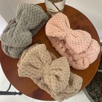 Pineapple grid hair band bow hair band Coral velvet comfortable non-le wash makeup Yoga solid color hair band headband