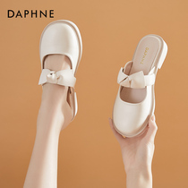 Daphne baotou half slippers female outer wear summer 2021 new slippers white Mary Jane flat sandals