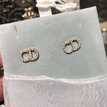 CD letter ear nail female pure silver needle brass inlaid drill classic pearl delicate and small mini-scents wind earring earrings
