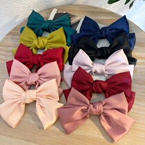 French elegant satin big bow hairpin Korean retro temperament top clip Back of the head clip hair accessories