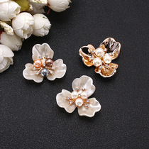 Imitation pearl three-petal flower DIY handmade hairpin headdress accessories Wedding brooch Bridal fan wrist flower