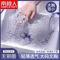  Underwear womens big breasts show small adjustment large size gathered bra cover ultra-thin section no steel rims anti-sagging breasts summer