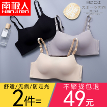 Incognito bandeau underwear womens non-rimmed anti-walking light gathered chest bra set summer small chest bra thin section