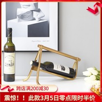 Modern simple red wine rack ornaments creative iron living room dining room club soft decoration model room home furnishings