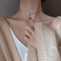 925 silver lucky beanie letter necklace Female ins cold wind necklace Simple short clavicle chain choker necklace
