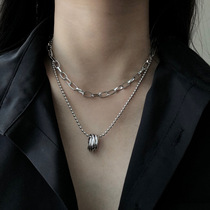 Korean ins wind multi-layer ring temperament titanium steel necklace cold wind sexy clavicle chain necklace hip hop necklace