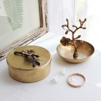Pure brass handmade jewelry box storage earrings necklace display stand high-grade light luxury handmade jewelry box