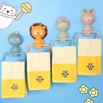 Cartoon towel rack childrens non-punching bathroom bathroom creative hanging single pole small wash adhesive hook storage rack Rod