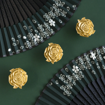 ZPK New Chinese Handle American Golden Brass Flowers Handle Cabinet Door Wardrobe Drawers Copper Small Handle Light Lavish