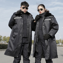 Military cotton coat mens winter thick long multifunctional work clothes reflective strip security coat cold storage cotton coat