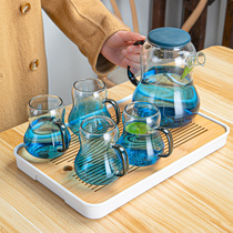 Cold water bottle cool kettle glass high temperature Open Kettle cold water cup set home large capacity tie pot light luxury European style