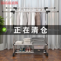 Floor-to-ceiling bedroom clothes rack Folding outdoor clothes rack Balcony clothes rack Single rod simple cold clothes rack