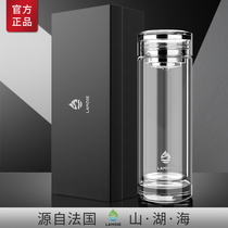 French Ramos high-grade double insulated glass mens water Cup insulated cup portable transparent crystal tea cup